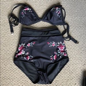 floral high waisted bathing suit